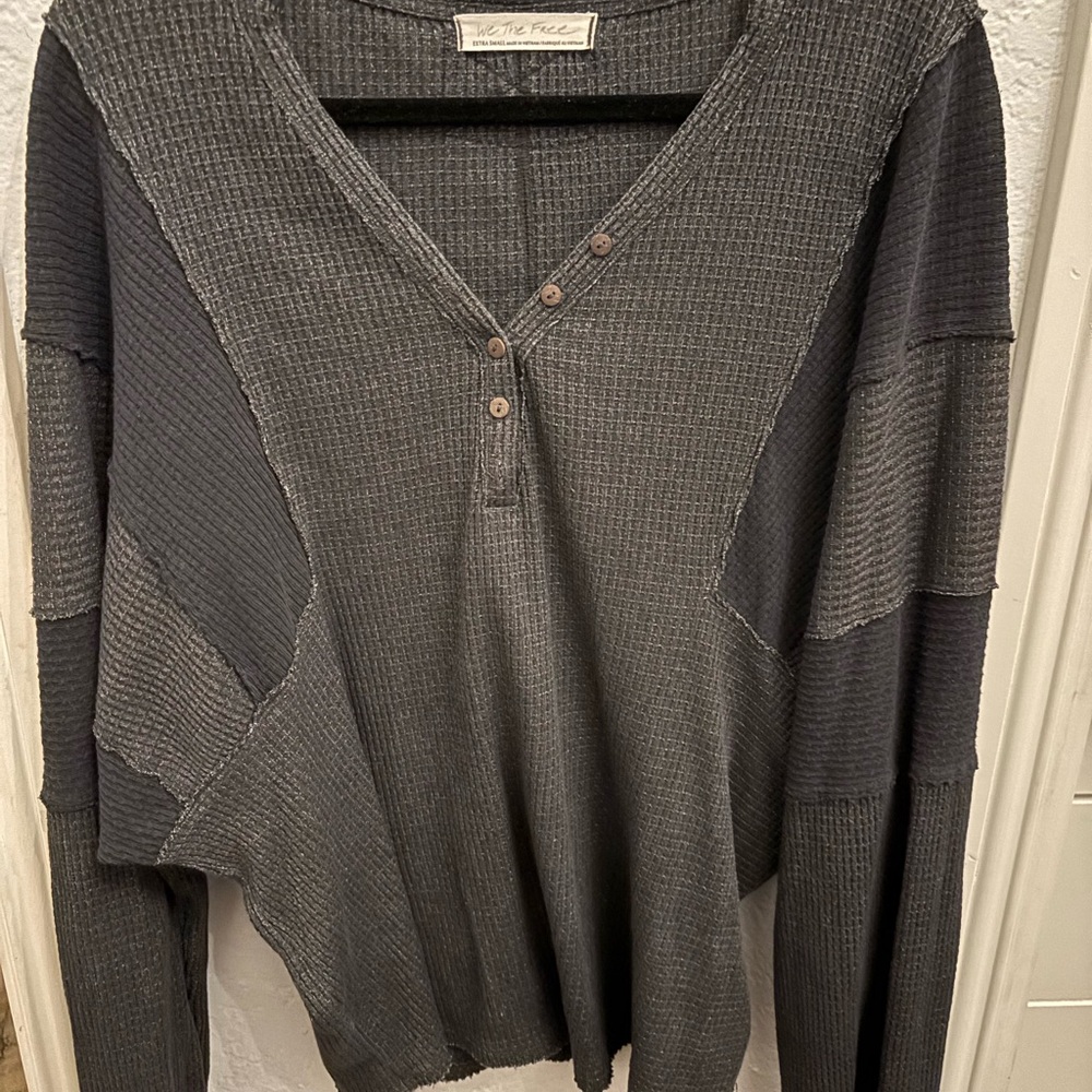 We The Free Charcoal V-Neck Sweater